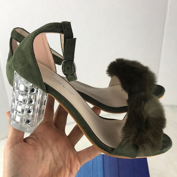 Olive Clear Chunky Heels Strapped - Picture 5 of 8